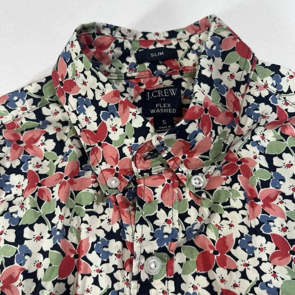 J.CREW Men's Slim Flex Washed Short Sleeve Allover Floral Print Shirt Size S